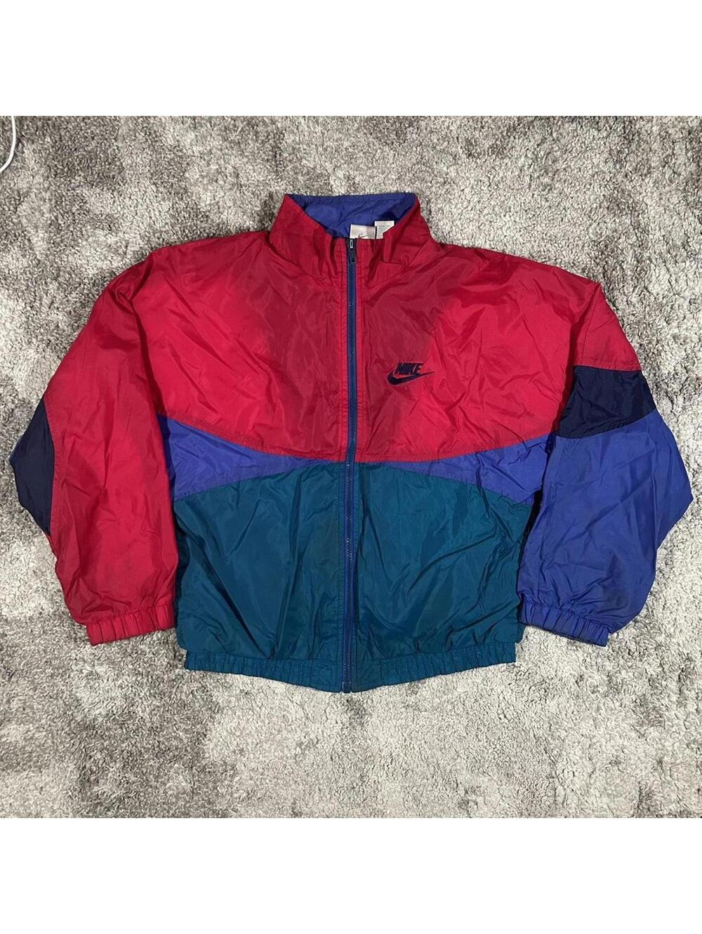 Nike vintage 90s red and blue windbreaker jacket